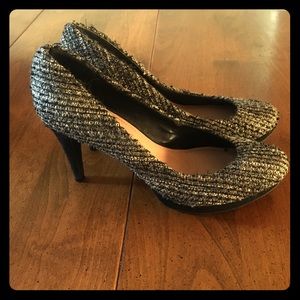 VINCE CANUTO Black/White/Grey & Gold Heels